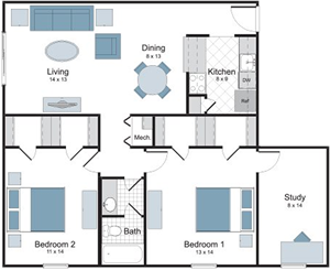 Napoleon - 2 Bedroom / 1 Bath - 1,039 Sq.Ft.*