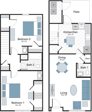 Coliseum - 2 Bedroom / 1.5 Bath - 1,130 Sq.Ft.*