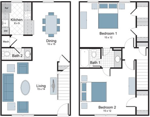 Prytania - 2 Bedroom / 1.5 Bath - 1,135 Sq.Ft.*