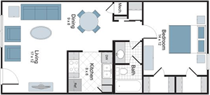 Magnolia - 1 Bedroom / 1 Bath - 675 Sq.Ft.*