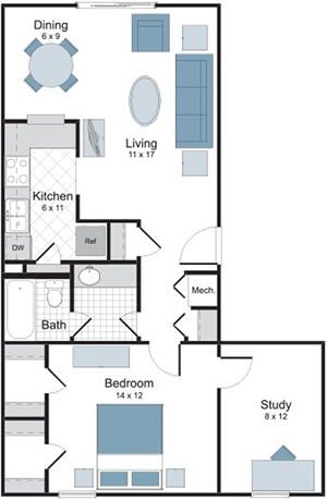 Hibiscus - 1 Bedroom / 1 Bath - 774 Sq.Ft*
